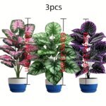 3pcs 60cm Large Artificial Green Plant Set Garden Decoration 36 Leaves Simulated Bonsai Potted Decor Home Room Party Wedding - Image 6