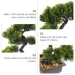 Artificial Bonsai Medium Stone Small Fake Plant Pot Fake Plants for Artificial Bonsai Tree Home Office Desk Small Plant - Image 3