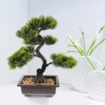 Artificial Bonsai Medium Stone Small Fake Plant Pot Fake Plants for Artificial Bonsai Tree Home Office Desk Small Plant