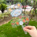 100pcs Transparent Handle for Hand Fan DIY Christmas Craft Supplies Child Handmade Material Wedding Party Favors Plastic Fans - Image 3