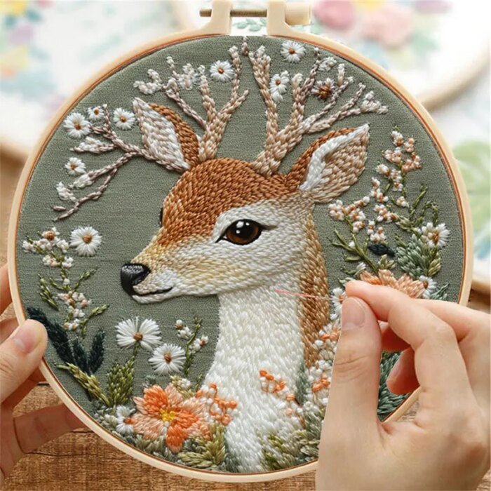 Animal Landscape Stitching Sewing Kit Included Hand Embroidery Kit For Adults Embroidery Kit Accessories & Hoop Gift - Image 1