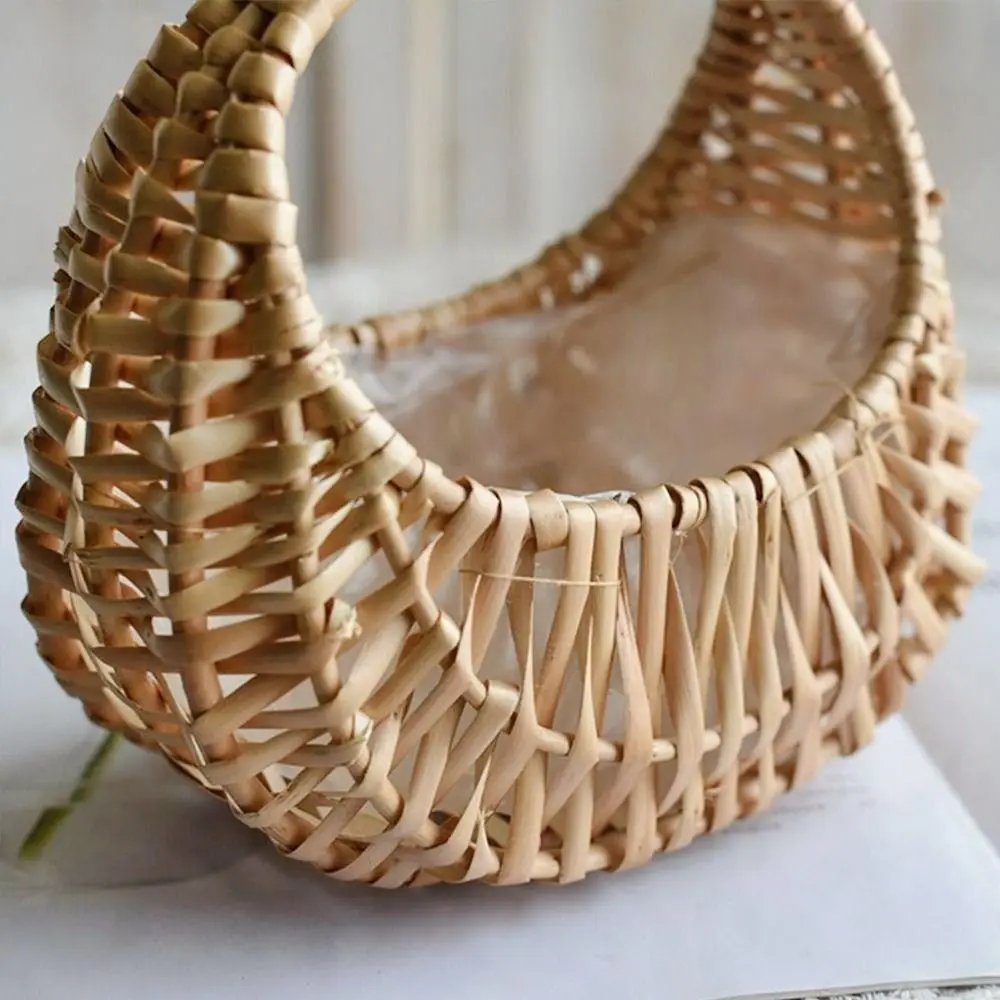 Small Flower Basket Flower Arrangement Basket Willow Rattan Woven Basket Wicker Half Moon Storage With Handle Flower Baskets Small Flower Basket Flower Arrangement Basket Willow Rattan Woven Basket Wicker Half Moon Storage With Handle Flower Baskets