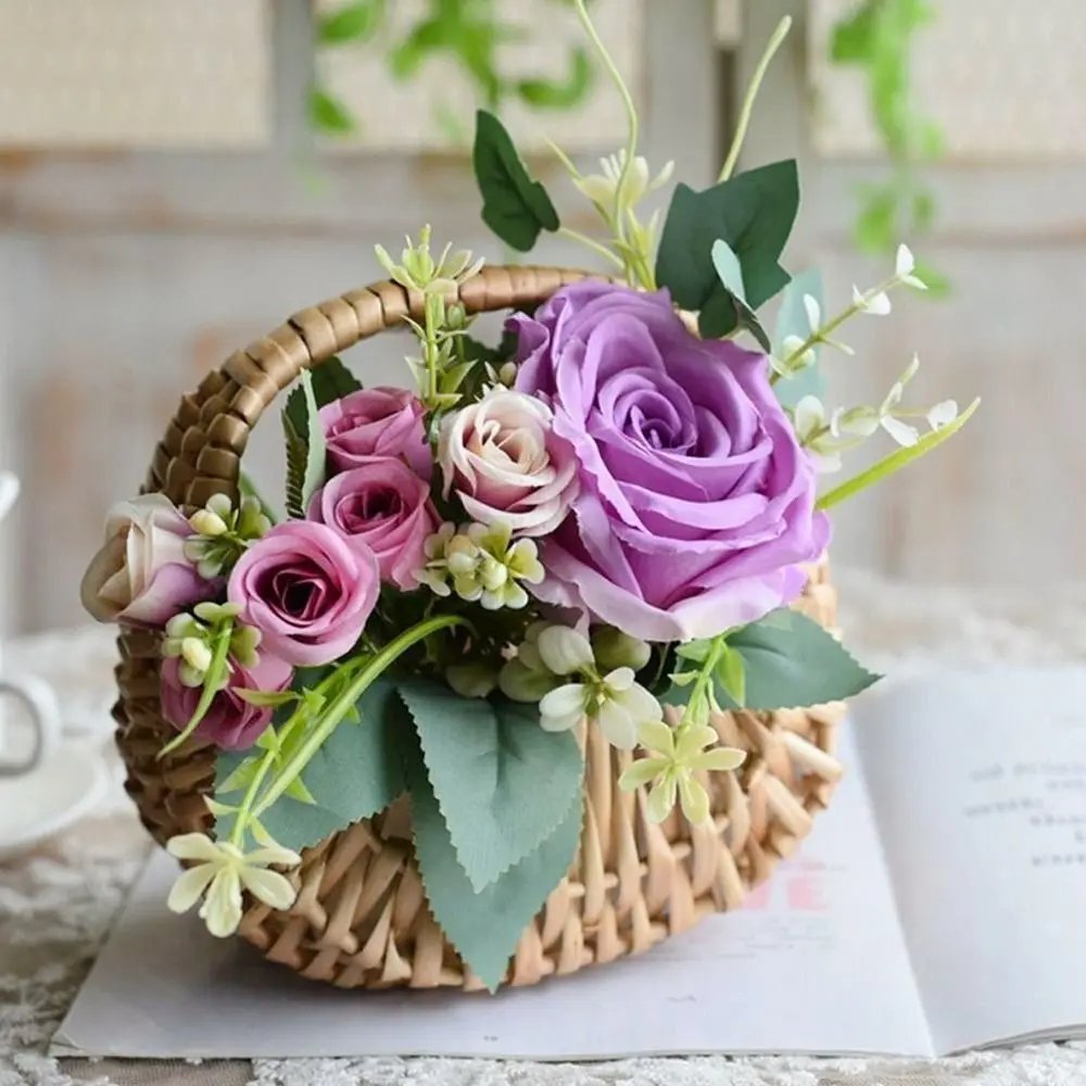 Small Flower Basket Flower Arrangement Basket Willow Rattan Woven Basket Wicker Half Moon Storage With Handle Flower Baskets Small Flower Basket Flower Arrangement Basket Willow Rattan Woven Basket Wicker Half Moon Storage With Handle Flower Baskets
