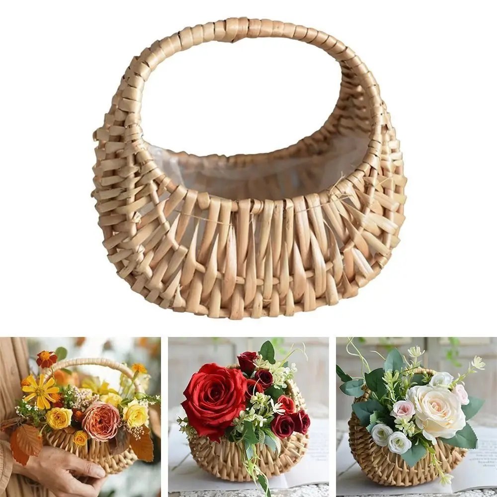 Small Flower Basket Flower Arrangement Basket Willow Rattan Woven Basket Wicker Half Moon Storage With Handle Flower Baskets Small Flower Basket Flower Arrangement Basket Willow Rattan Woven Basket Wicker Half Moon Storage With Handle Flower Baskets