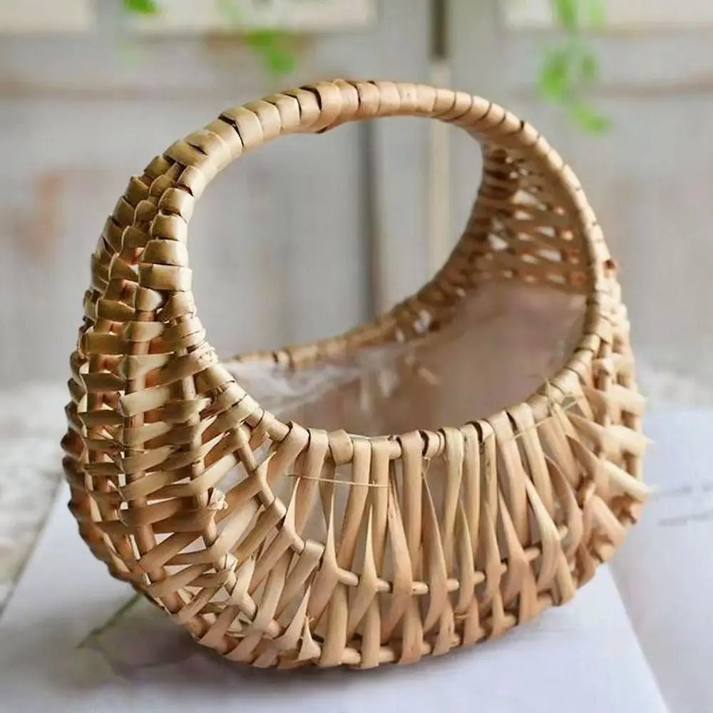 Small Flower Basket Flower Arrangement Basket Willow Rattan Woven Basket Wicker Half Moon Storage With Handle Flower Baskets Small Flower Basket Flower Arrangement Basket Willow Rattan Woven Basket Wicker Half Moon Storage With Handle Flower Baskets