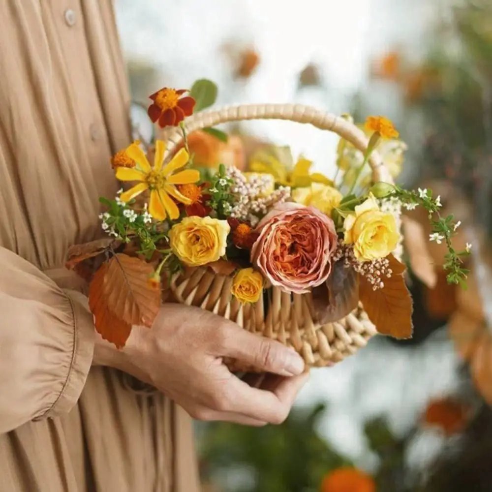 Small Flower Basket Flower Arrangement Basket Willow Rattan Woven Basket Wicker Half Moon Storage With Handle Flower Baskets Small Flower Basket Flower Arrangement Basket Willow Rattan Woven Basket Wicker Half Moon Storage With Handle Flower Baskets