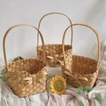 Handmade Flower Basket Hand-held Weave Mini Flower Basket Flower Shop DIY Flower Arrangement Packaging Photography Props Storage