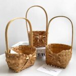 Handmade Flower Basket Hand-held Weave Mini Flower Basket Flower Shop DIY Flower Arrangement Packaging Photography Props Storage - Image 2