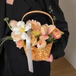 Handmade Flower Basket Hand-held Weave Mini Flower Basket Flower Shop DIY Flower Arrangement Packaging Photography Props Storage - Image 6