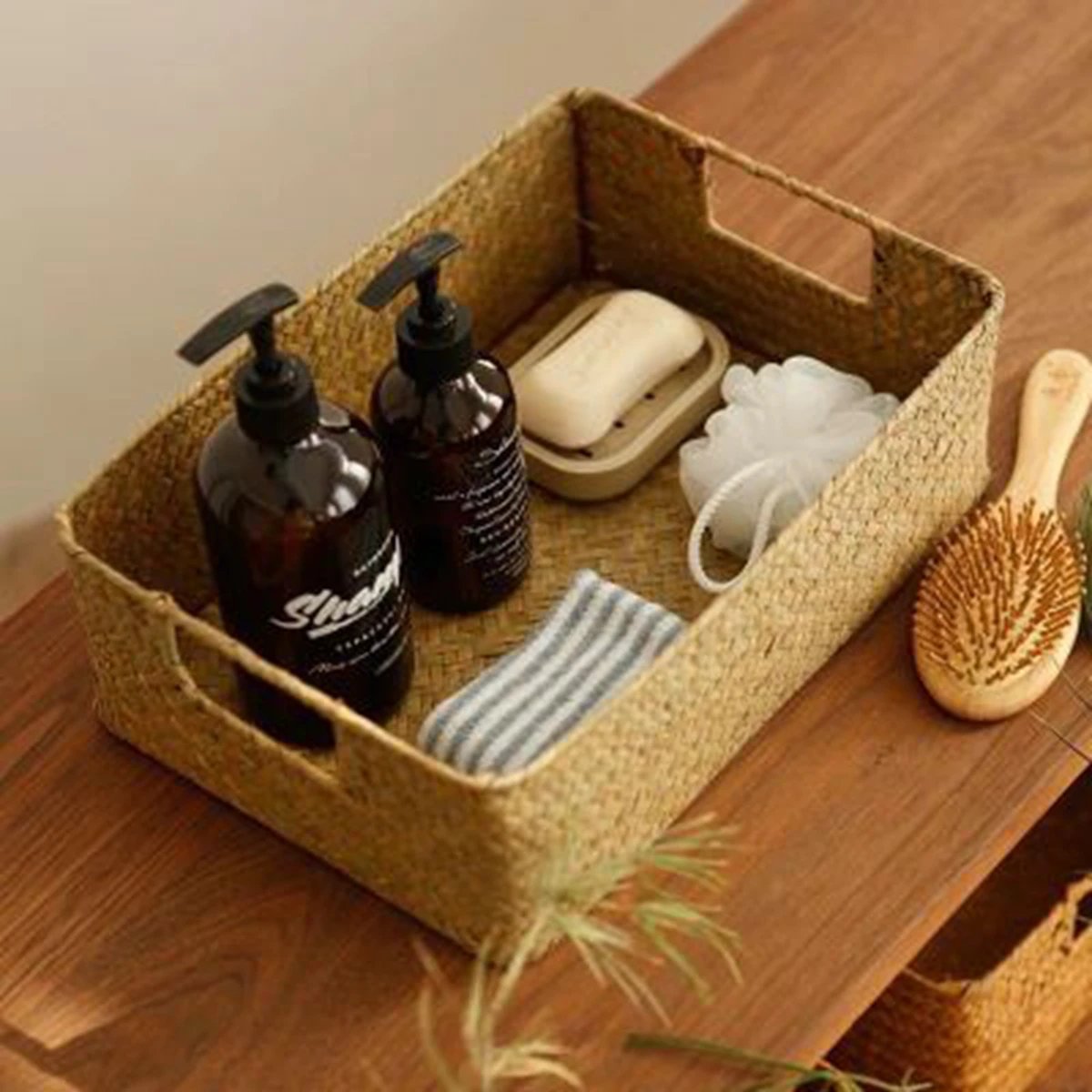 Zerolife-Woven Seagrass Basket for Home Decor, Natural Wicker Basket, Storage Basket, Fruit Bread Towel, Kitchen Table, Rattan Zerolife-Woven Seagrass Basket for Home Decor, Natural Wicker Basket, Storage Basket, Fruit Bread Towel, Kitchen Table, Rattan