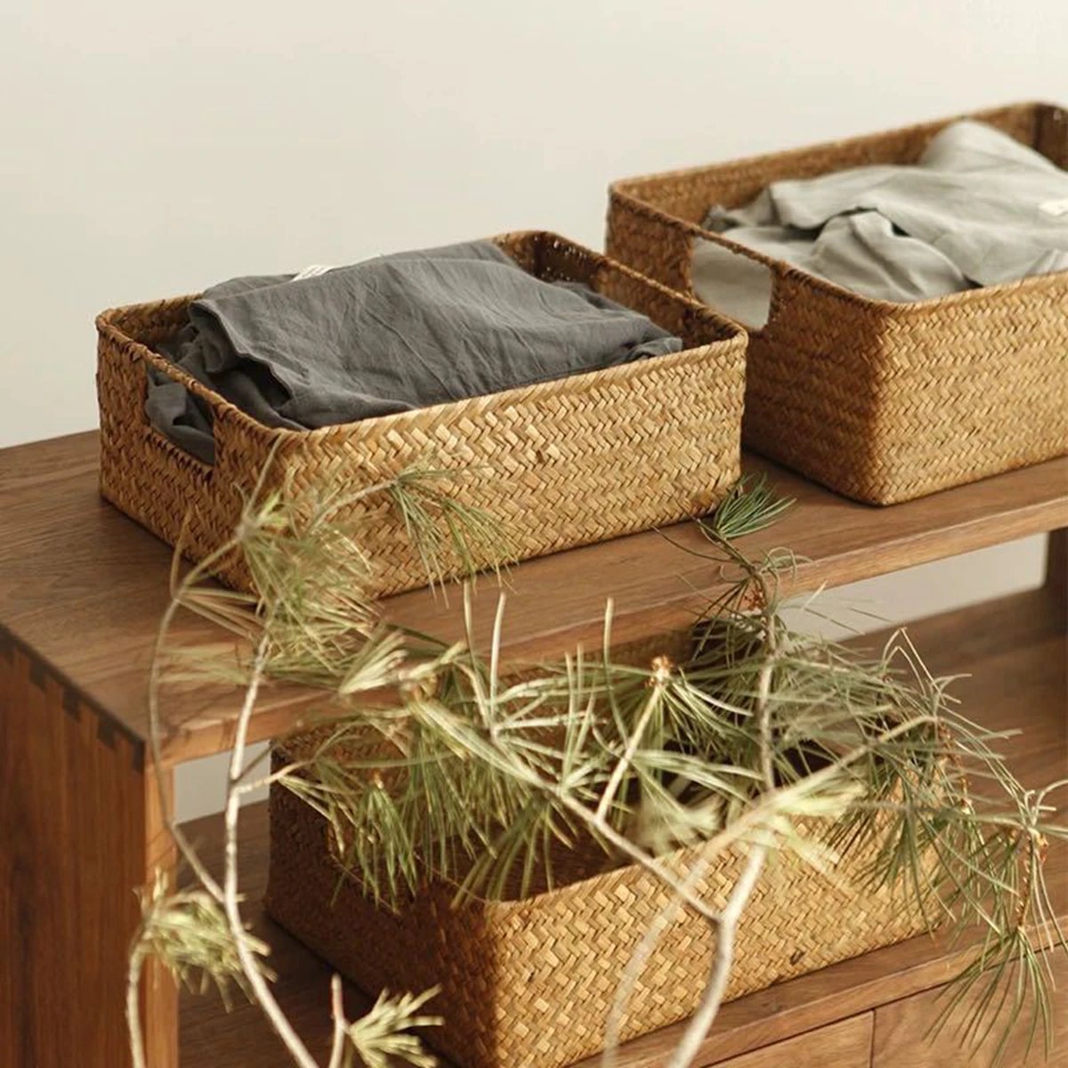 Zerolife-Woven Seagrass Basket for Home Decor, Natural Wicker Basket, Storage Basket, Fruit Bread Towel, Kitchen Table, Rattan Zerolife-Woven Seagrass Basket for Home Decor, Natural Wicker Basket, Storage Basket, Fruit Bread Towel, Kitchen Table, Rattan