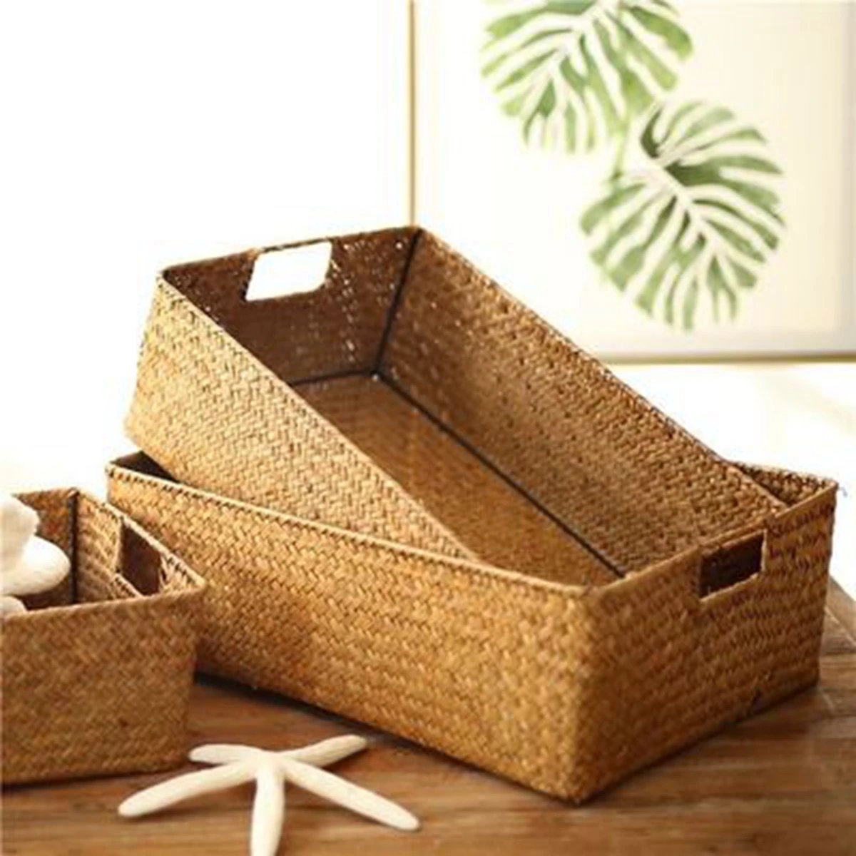 Zerolife-Woven Seagrass Basket for Home Decor, Natural Wicker Basket, Storage Basket, Fruit Bread Towel, Kitchen Table, Rattan Zerolife-Woven Seagrass Basket for Home Decor, Natural Wicker Basket, Storage Basket, Fruit Bread Towel, Kitchen Table, Rattan