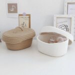 Simple Desktop Storage Baskets Lid Handmade Woven Remote Control Organize Boxs Multifunctional Sundries Cosmetics Container Item - Image 2