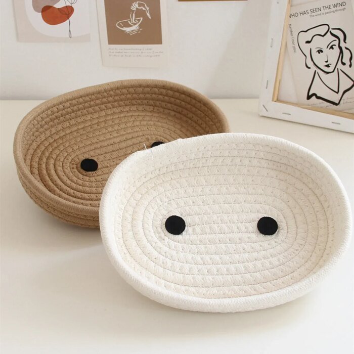 Simple Desktop Storage Baskets Lid Handmade Woven Remote Control Organize Boxs Multifunctional Sundries Cosmetics Container Item - Image 4