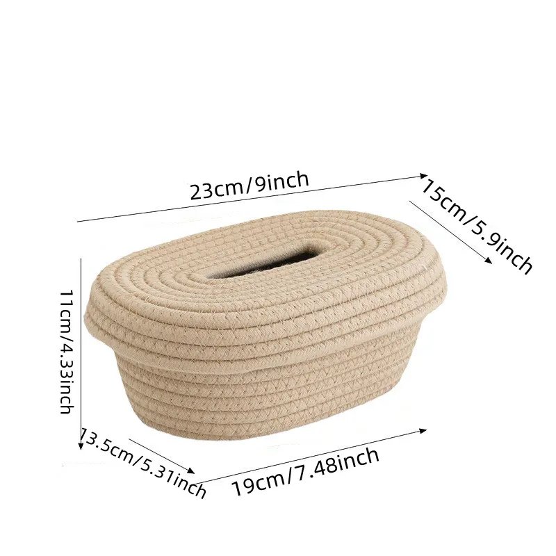 Simple Desktop Storage Baskets Lid Handmade Woven Remote Control Organize Boxs Multifunctional Sundries Cosmetics Container Item