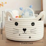 Storage Basket Cute Cat's Ears Shape Snacks Storage Basket Handmade Cotton Rope Basket for Chocolate Sundries Dinner Snacks - Image 3