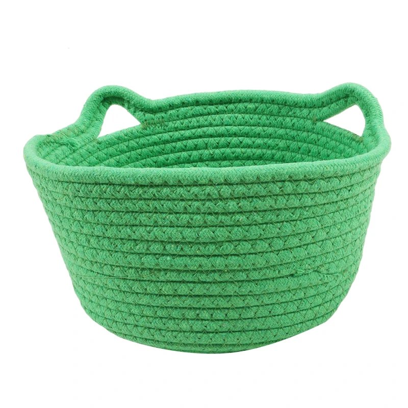 Storage Basket Cute Cat's Ears Shape Snacks Storage Basket Handmade Cotton Rope Basket for Chocolate Sundries Dinner Snacks