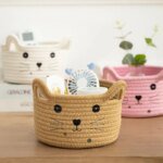 Storage Basket Cute Cat's Ears Shape Snacks Storage Basket Handmade Cotton Rope Basket for Chocolate Sundries Dinner Snacks - Image 4