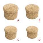 14/16/18/22cm Grass Hand-woven Storage Basket With Lid Weaving Snack Sundries Cosmetics Storage Box Household Storage - Image 5