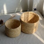14/16/18/22cm Grass Hand-woven Storage Basket With Lid Weaving Snack Sundries Cosmetics Storage Box Household Storage - Image 2