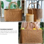 Basket Woven Wicker Storage Baskets Bag Picnic Rattan Flower Beach with Handle Straw Market Fruit Tote for Gift Hand Shopping - Image 5
