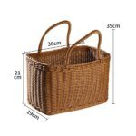 Basket Woven Wicker Storage Baskets Bag Picnic Rattan Flower Beach with Handle Straw Market Fruit Tote for Gift Hand Shopping - Image 2