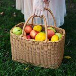 Basket Woven Wicker Storage Baskets Bag Picnic Rattan Flower Beach with Handle Straw Market Fruit Tote for Gift Hand Shopping - Image 3