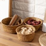Imitation Rattan Rattan Storage Baskets Home Desktop Decoration Sundries Organizer Kitchen Storage Basket Multi-Purpose Home