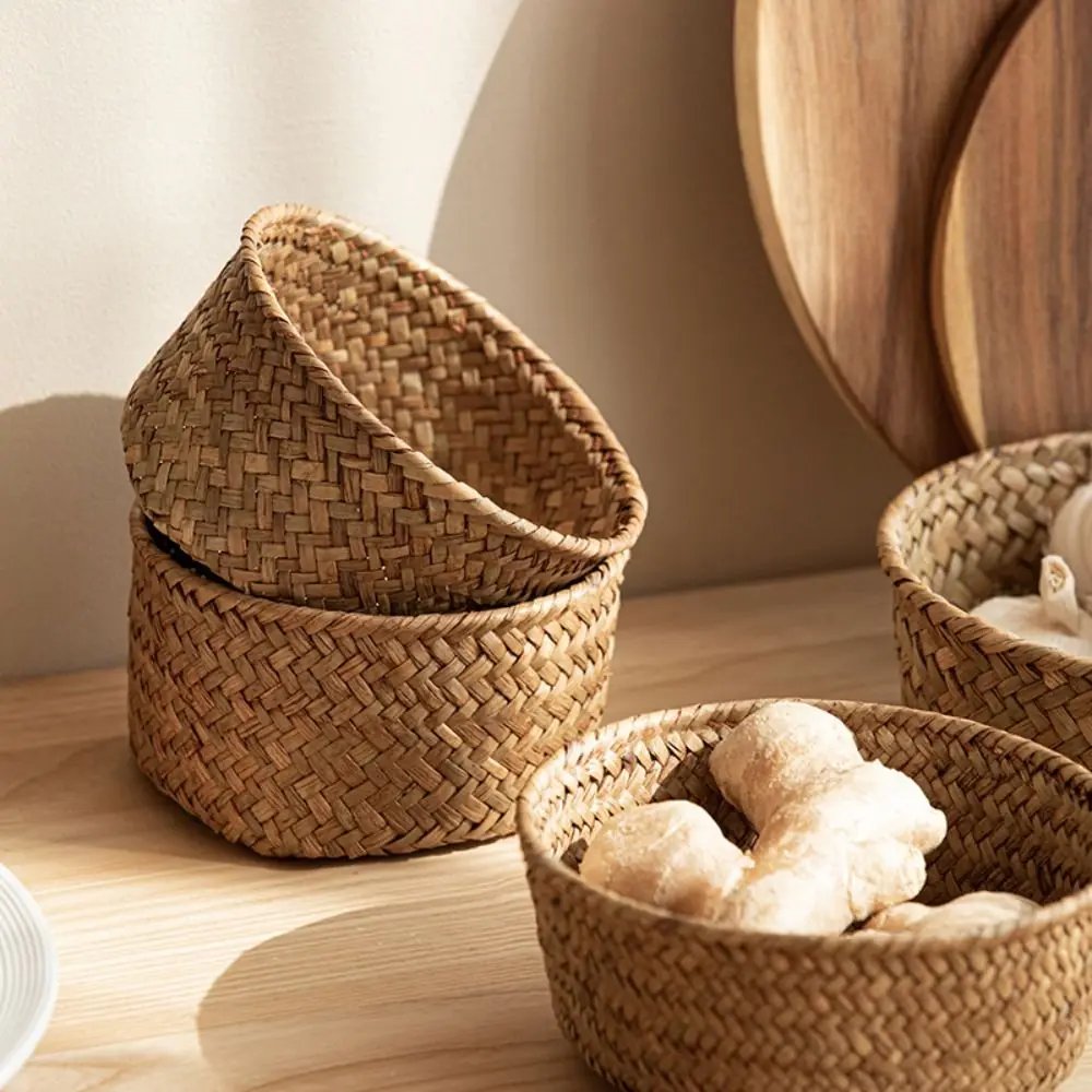 Imitation Rattan Rattan Storage Baskets Home Desktop Decoration Sundries Organizer Kitchen Storage Basket Multi-Purpose Home Imitation Rattan Rattan Storage Baskets Home Desktop Decoration Sundries Organizer Kitchen Storage Basket Multi-Purpose Home