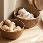 Imitation Rattan Rattan Storage Baskets Home Desktop Decoration Sundries Organizer Kitchen Storage Basket Multi-Purpose Home - Image 4