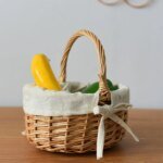 Handmade Wicker Basket with Handle Sundries Pastoral Style Picnic Storage Basket Hand Woven Rattan Flower Basket Home Decoration - Image 3