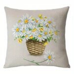 Home Decor Daisies in Basket & Stylish Check Patterns Cushions Pattern Cushion Cover Suitable for Sofa Bedroom Car Pillow Cover - Image 4