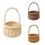 Waterproof Woven Flower Basket Storage Basket with Handle Handmade Multi-functional Perfect Gifts Rattan for Home Wedding Decor - Image 5