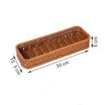 1PC Imitation Rattan Bread Basket Knife Fork Storage Box Fruit Vegetable Display Tray for Breakfast Food Woven Serving Basket - Image 5