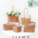 Willow Rattan Bride Flower Basket Picnic Container Hand-Woven Picnic Weaving Basket with Handle Sundries Organizer - Image 3