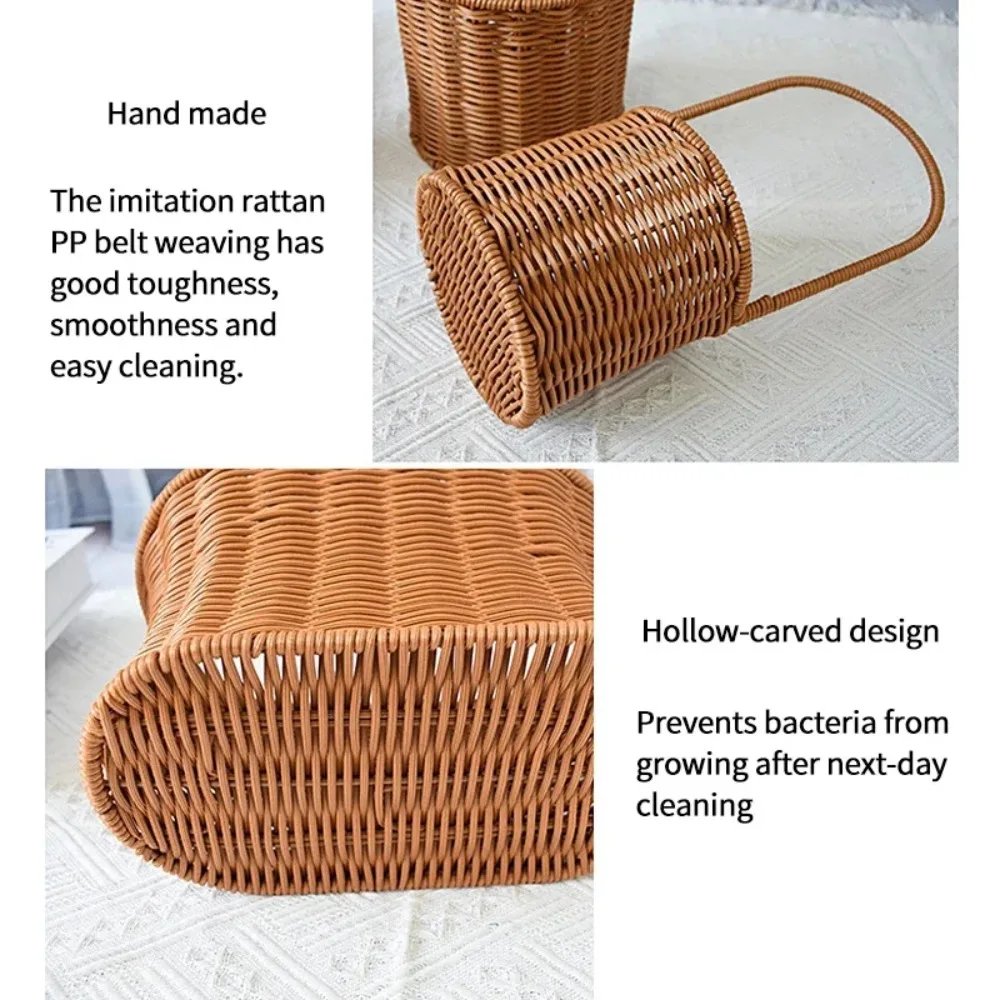 Willow Rattan Bride Flower Basket Picnic Container Hand-Woven Picnic Weaving Basket with Handle Sundries Organizer Willow Rattan Bride Flower Basket Picnic Container Hand-Woven Picnic Weaving Basket with Handle Sundries Organizer