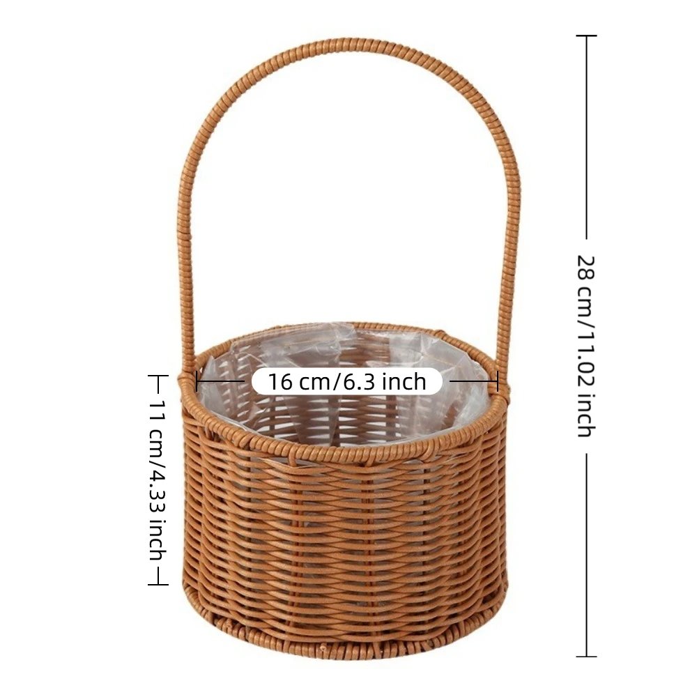 Willow Rattan Bride Flower Basket Picnic Container Hand-Woven Picnic Weaving Basket with Handle Sundries Organizer Willow Rattan Bride Flower Basket Picnic Container Hand-Woven Picnic Weaving Basket with Handle Sundries Organizer