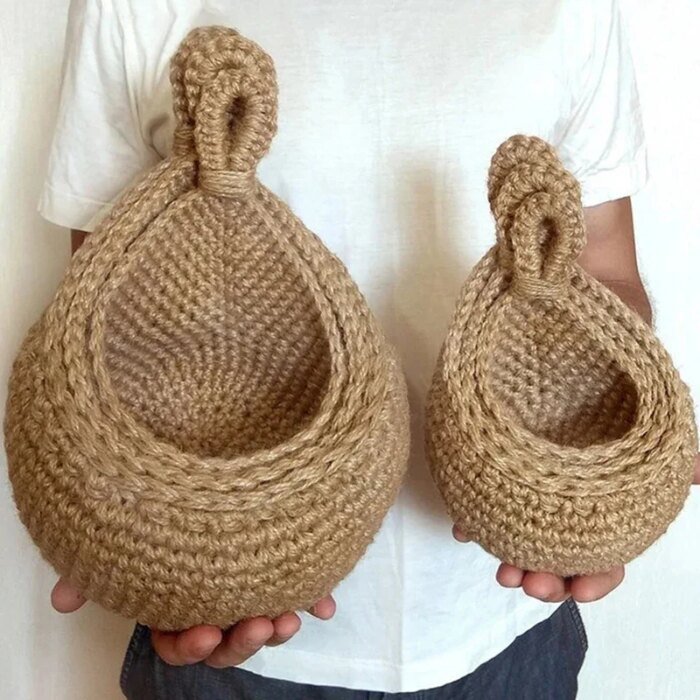 Wall-mounted Vegetable Basket Fruit and Sundry Basket Natural Wicker Weave Storage Basket Kitchen Storage Home Decoration - Image 2
