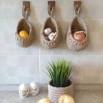 Wall-mounted Vegetable Basket Fruit and Sundry Basket Natural Wicker Weave Storage Basket Kitchen Storage Home Decoration - Image 3