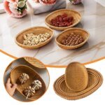 Oval Rattan Woven Storage Basket Bread Fruit Food Storage Tray Handmade Vegetable Display Rattan Basket Kitchen Storage - Image 4