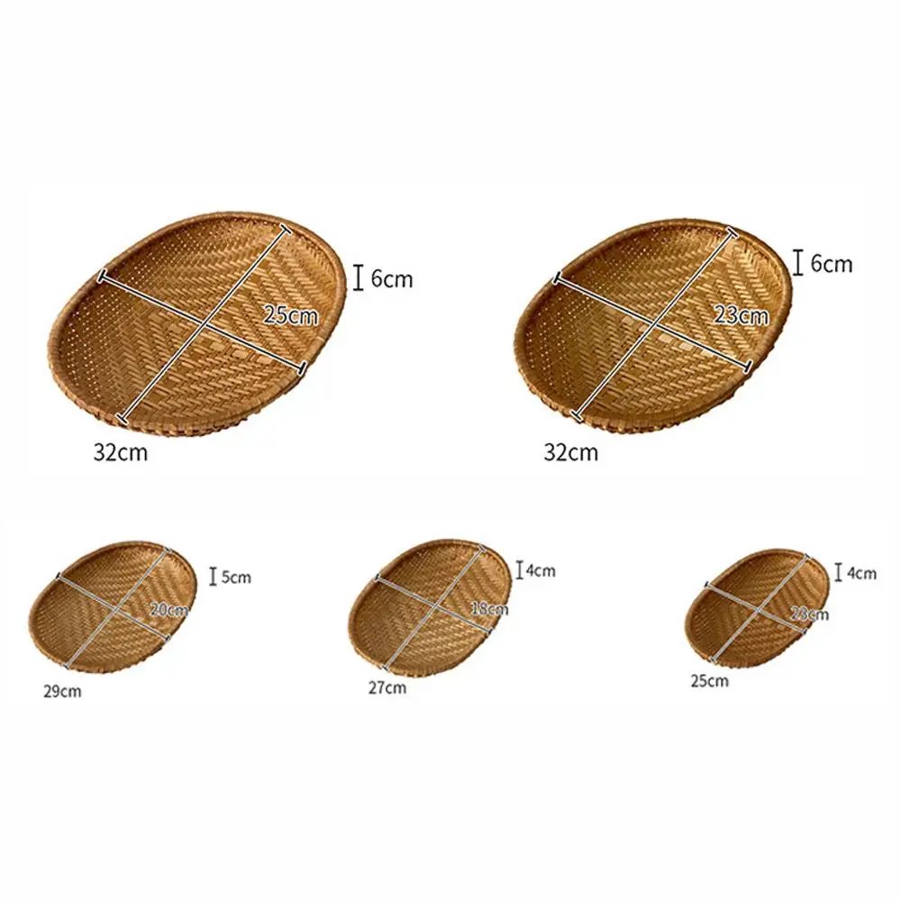 Oval Rattan Woven Storage Basket Bread Fruit Food Storage Tray Handmade Vegetable Display Rattan Basket Kitchen Storage