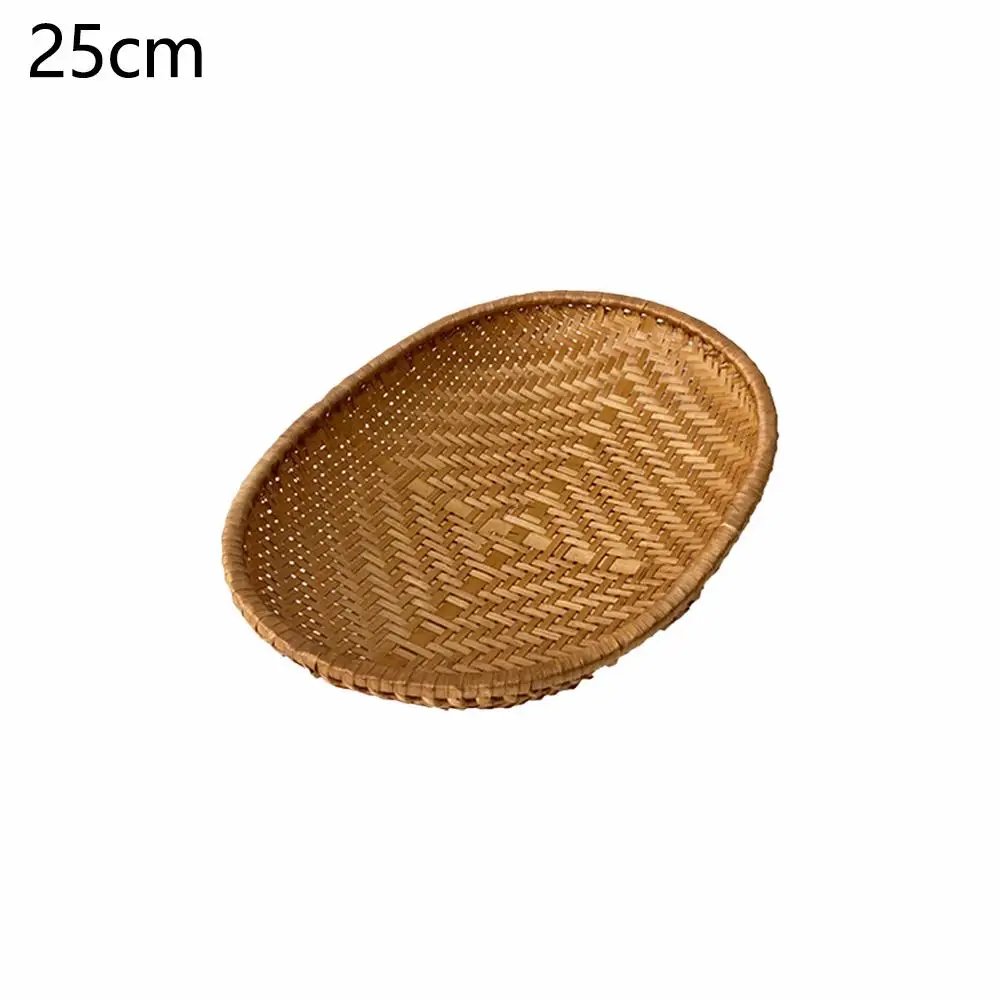Oval Rattan Woven Storage Basket Bread Fruit Food Storage Tray Handmade Vegetable Display Rattan Basket Kitchen Storage