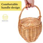 Onion Wicker Picnic Basket Shopping Collapsible Storage Bins Double Folding Flower - Image 3