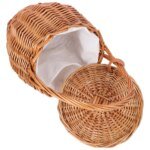 Onion Wicker Picnic Basket Shopping Collapsible Storage Bins Double Folding Flower - Image 6