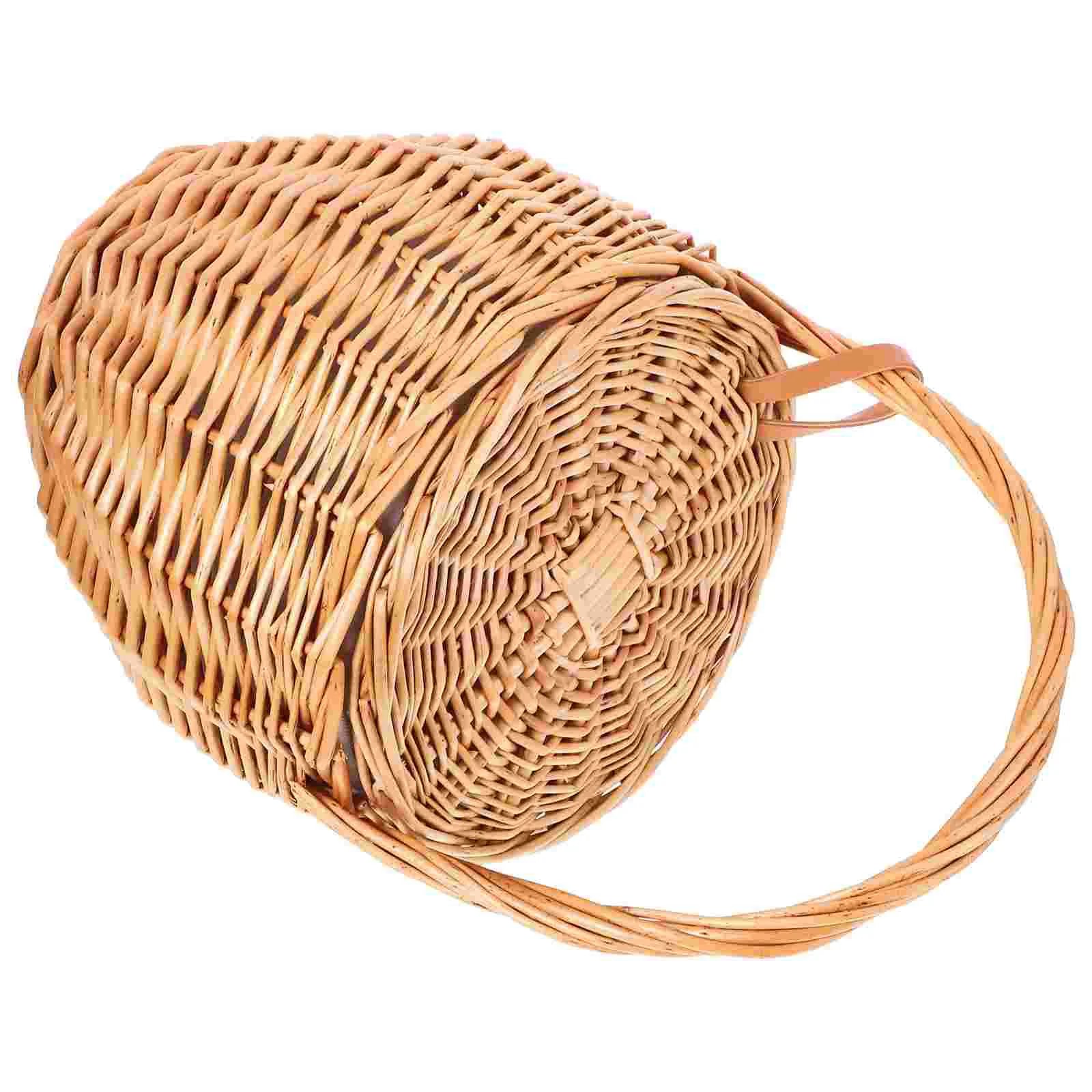 Onion Wicker Picnic Basket Shopping Collapsible Storage Bins Double Folding Flower