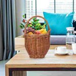 Onion Wicker Picnic Basket Shopping Collapsible Storage Bins Double Folding Flower - Image 2