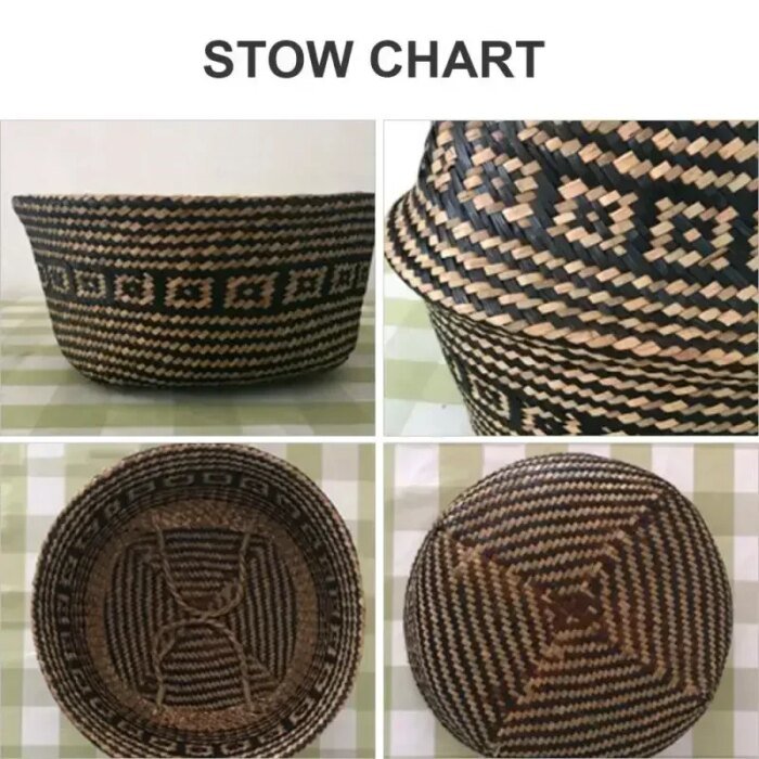 New 1pc Foldable Handmade Rattan Woven Flower Basket Seagrass Clothing Storage Basket Home Decoration Flower Basket - Image 3