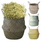New 1pc Foldable Handmade Rattan Woven Flower Basket Seagrass Clothing Storage Basket Home Decoration Flower Basket - Image 4