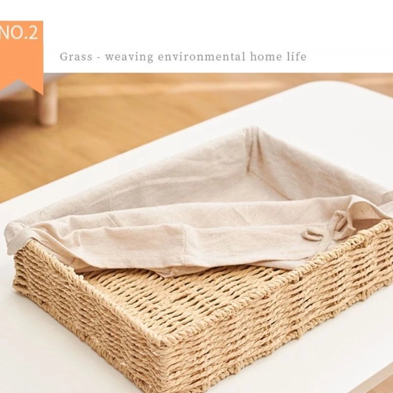 Woven Storage Baskets Metal and Rattan Organizer Storage Boxes with Cotton Lining Clothes Organizer Basket Bedroom Accessories