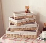 Woven Storage Baskets Metal and Rattan Organizer Storage Boxes with Cotton Lining Clothes Organizer Basket Bedroom Accessories - Image 4